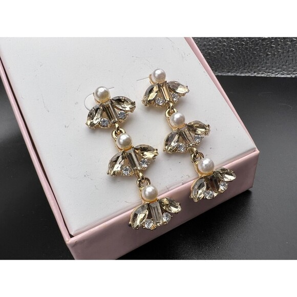 Crystal and Pearl Drop Earrings - Picture 4 of 4